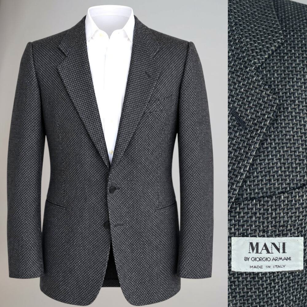 MANI Giorgio Armani Sport Coat 40-42L Charcoal Graphite Gray Textured Blazer